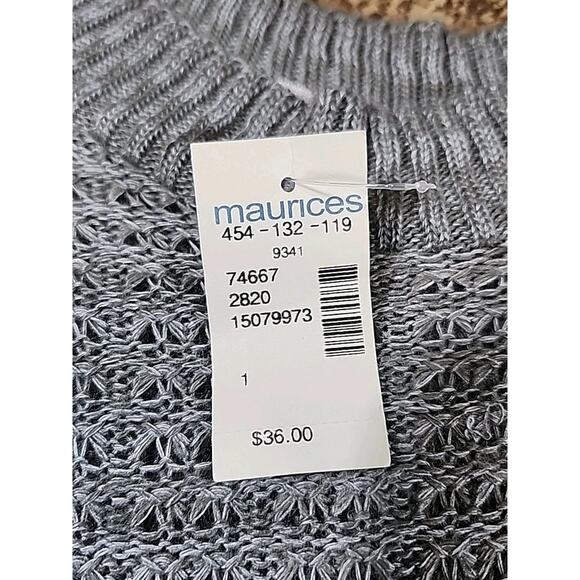 NWT Maurices Sz 1 Grey Open Knit Sweater Top Pullover Short Sleeves Oversize - Picture 7 of 10